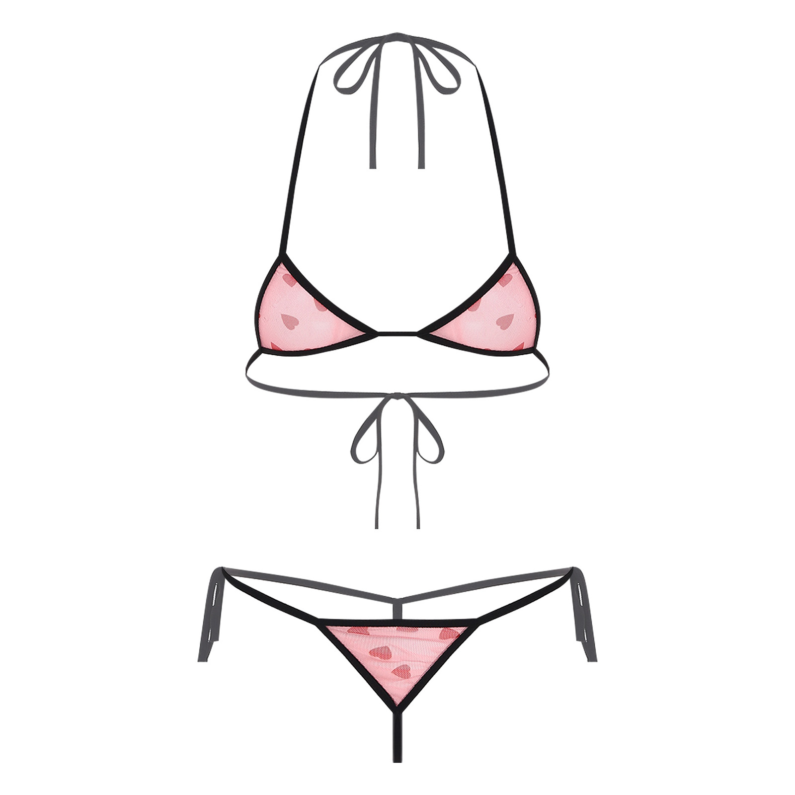 Sheer Mesh Bra - Damen Micro Mini Bikini Dessous Unterwäsche