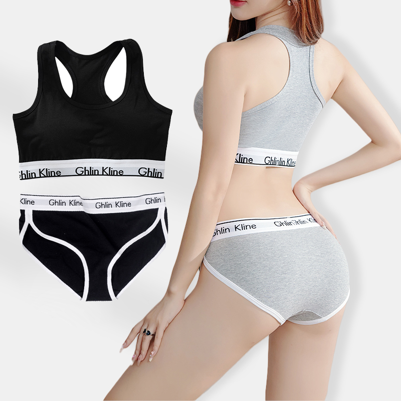 Cotton Bra Everyday - S-XL Plus Size Sport-BH Höschenset Körperförmige