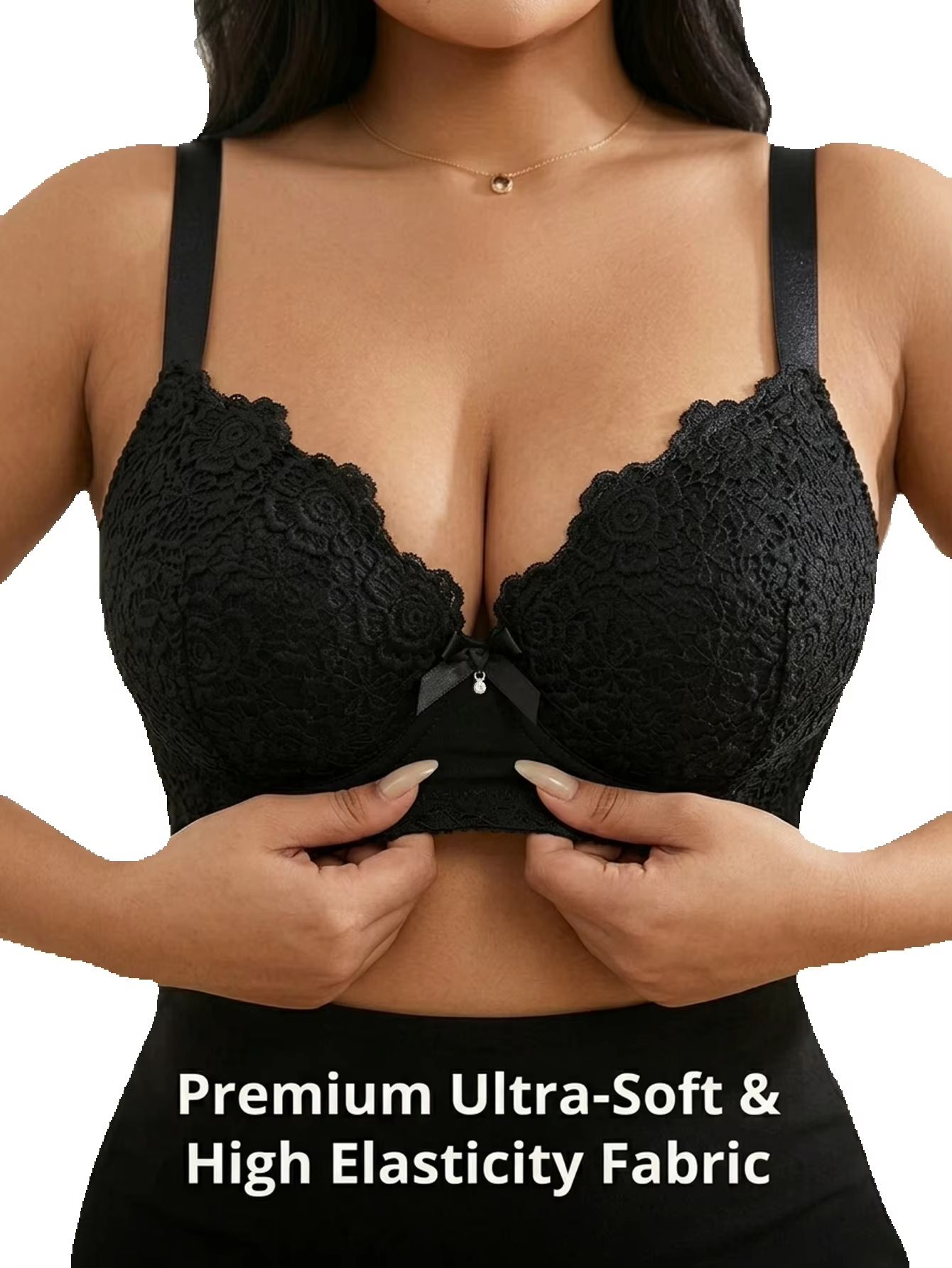 Underwire Bra Padded - Damen Plus Size Blumenmuster Push-Up BH
