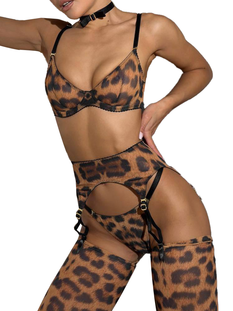 Plunge Bra Push Up - Leopard Dessous Sexy Unterstützung Nahtlose Hot