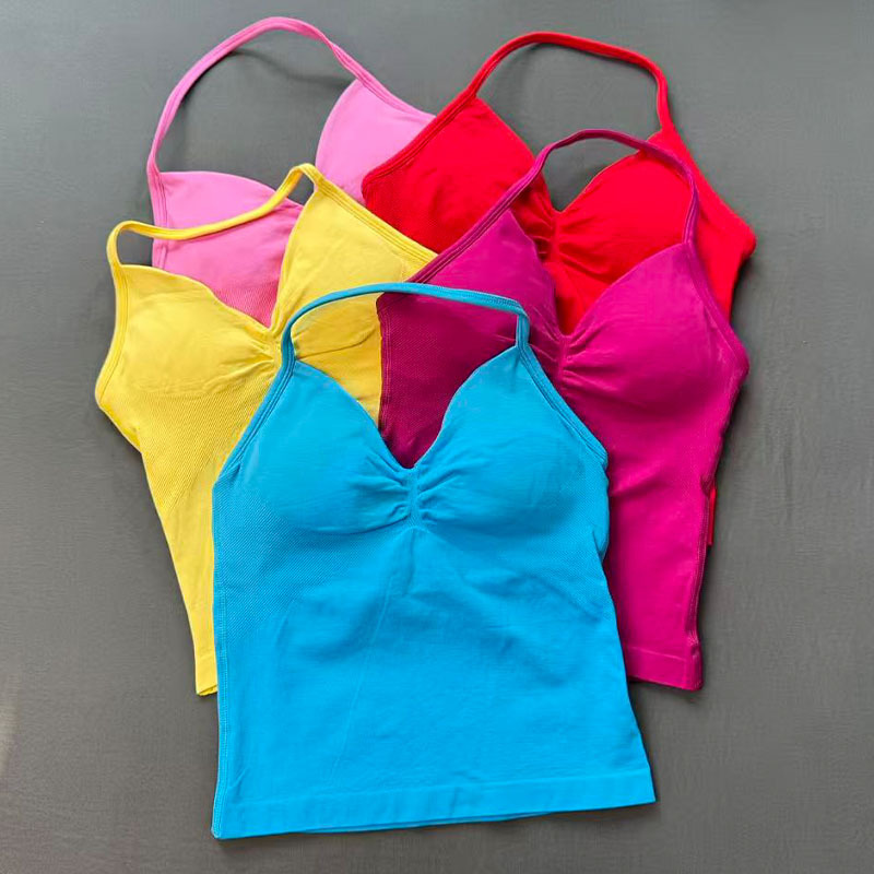 T Shirt Bra Seamless - Damen Yoga Sport-BH Nahtloses Tanktop mit