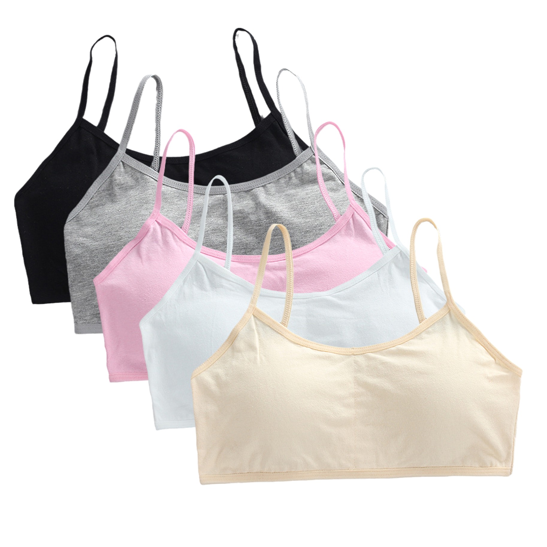 Cotton Bra Everyday - 5 Stück Baumwoll-Trainings-Bralette für Teenager-Mädchen, verstellbares