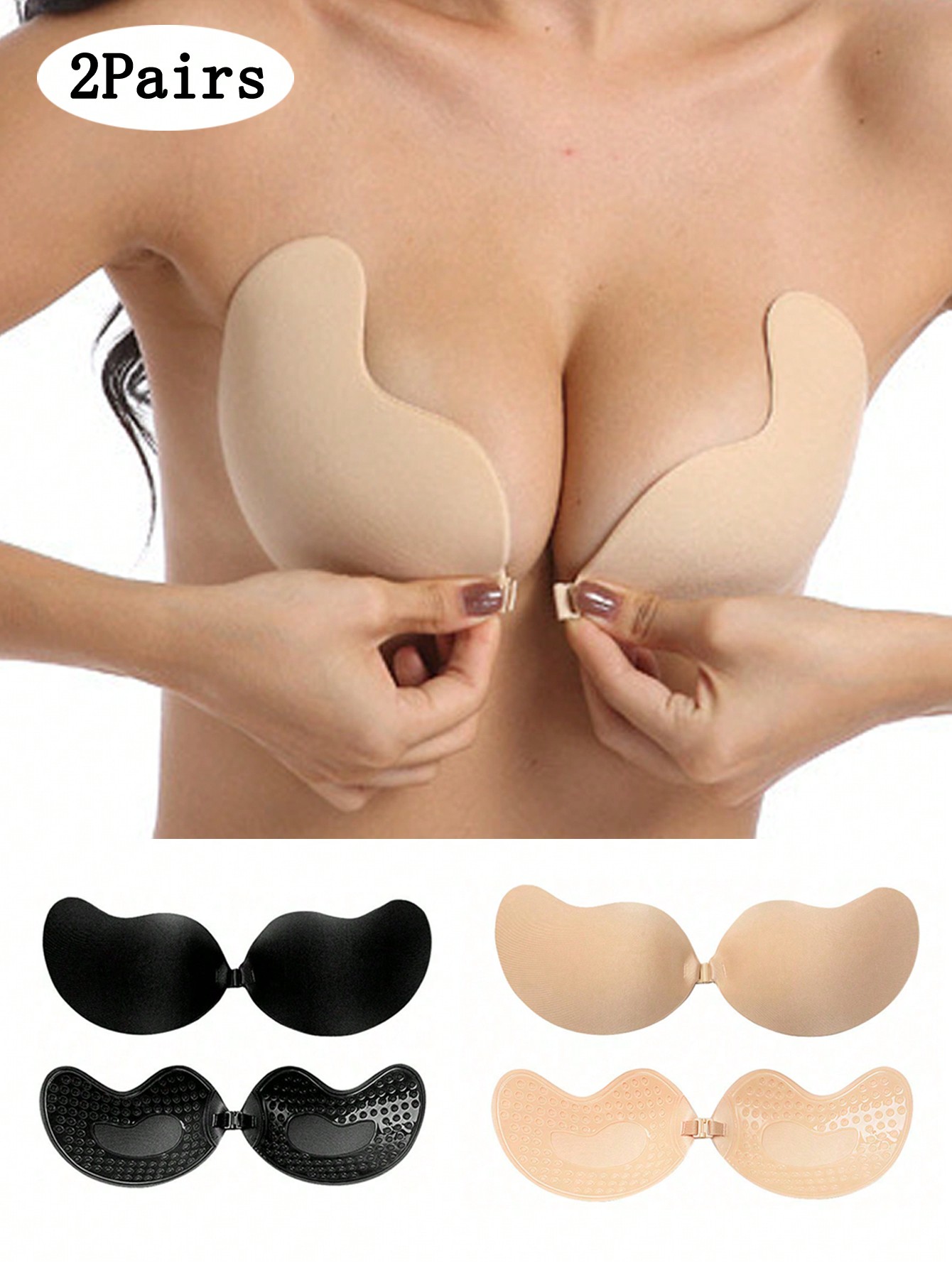 Strapless Bra Adhesive - 2er-Pack Selbstklebende Unsichtbare Trägerlose Push-Up-Pads für