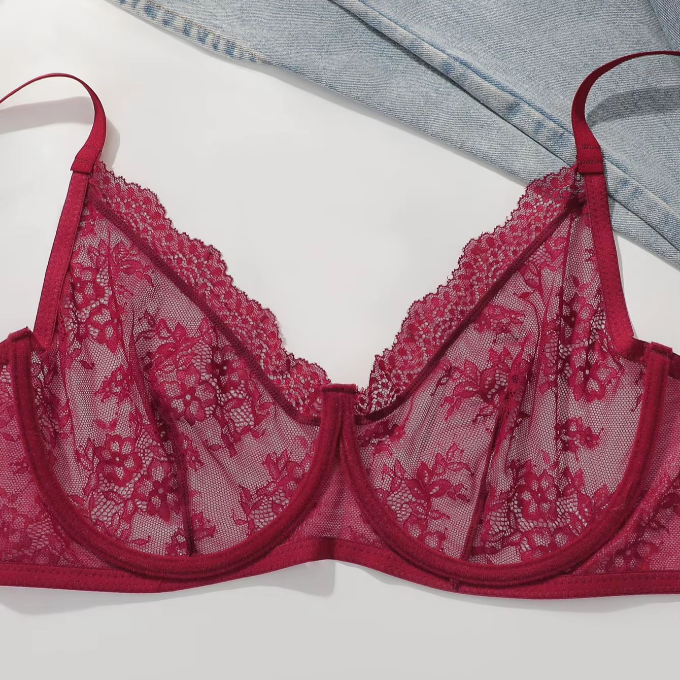 Damen Übergröße Roter Spitzen- – Full Coverage Bra Bewertung und Preis